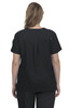 A black women's top featuring short sleeves and a pleat detail at the back, with a logo on the shoulder.