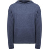 A navy blue hoodie with a relaxed fit and a hood, featuring long sleeves. It has a branding logo.
