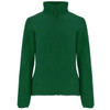 A green women's polar fleece jacket with a zip front and a collar, featuring a logo on the left side.