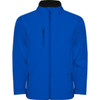 A blue Nebraska softshell jacket with a zip front and pockets. It features a collar and has a logo.