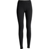 A pair of black leggings with a smooth, fitted design and a waistband. The item has a logo on it.