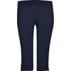 Mid-length leggings in navy blue with a simple design and an unembellished waistband.
