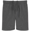 A pair of grey sports shorts featuring an elastic waistband and drawstring. The fabric has a textured appearance.
