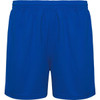Bright blue sports shorts featuring an elastic waistband and a simple design. Includes a logo on the waistband.