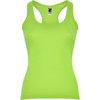 A vibrant green singlet tank top with a scoop neckline and a logo at the centre.