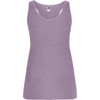 A lilac tank top with a scoop neck and a fitted design, featuring a small logo.