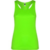 A bright green Shura tank top with a racerback design and logo on the tag.