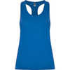 Aida Tank Top in vibrant blue, featuring a back cut-out design and a logo on the label. Ideal for casual wear.