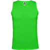 A bright green Andre Tank Top with a logo, featuring a sleeveless design.