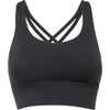 A black cropped tank top featuring a crisscross strap design on the back and a fitted silhouette.