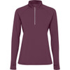 A women's half-zip sweatshirt in a rich burgundy colour, featuring long sleeves and a high collar.