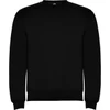 A plain black sweatshirt with a crew neckline and ribbed cuffs. It features a logo on the front.