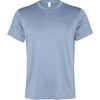 A light blue t-shirt featuring a crew neck design and a brand logo on the label.