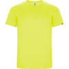 A vibrant yellow Imola T-shirt featuring a crew neck and short sleeves, with a logo on the sleeve.
