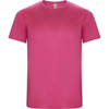A pink Imola T-Shirt with a round neckline and short sleeves, featuring a logo on one side.