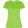 A bright green women's T-shirt with short sleeves and a slightly fitted design. It features a small logo.