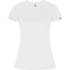 A white women's t-shirt featuring a fitted silhouette and a small logo. Perfect for casual wear.