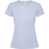 A light purple women's T-shirt featuring short sleeves and a round neckline, with a brand logo.