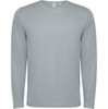 A long-sleeved t-shirt in light grey with a simple design and a logo on the label.