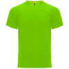 A bright green t-shirt featuring a round neckline and short sleeves. Includes a logo on the label.