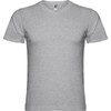 A grey Samoyedo T-shirt with a simple design and short sleeves, featuring a logo on the collar.