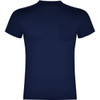 A navy blue T-shirt with a pocket on the back and no visible logos or branding.