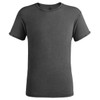 A grey T-shirt with rolled sleeves and a round neckline, featuring a logo on the upper part.