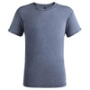 A blue husky t-shirt with a classic crew neck and rolled sleeves. It features a logo.