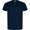 A navy blue T-shirt with a standard crew neck design. It features a logo on the label.