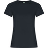 A navy women's T-shirt with a classic fit, short sleeves, and a simple design. It features a logo on the label.