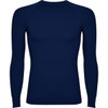 A navy long-sleeved T-shirt with a fitted design and a discreet logo on the front.