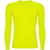 A bright yellow long-sleeved T-shirt with a fitted design and a logo.