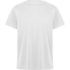 A plain white t-shirt featuring a crew neck and short sleeves, with a logo on the front.