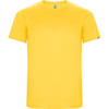 A yellow Imola T-shirt with a round neckline and short sleeves, featuring a small logo on the sleeve.