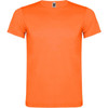 An orange Akita T-Shirt with a round neckline and short sleeves, featuring a logo on the label.