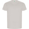 A plain light grey t-shirt with a crew neck and short sleeves, featuring a small logo on the neck label.