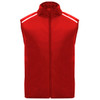 A red ultra-light windbreaker vest with a high collar and reflective stripes. It features a front zipper and no sleeves.