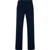 Navy blue work trousers with a straight cut and a standard waistband. Features a logo on the waistband.