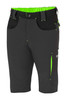 Light shorts in black with neon green accents and multiple pockets, featuring a stretchy waistband and logo.