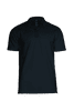 A navy polo shirt with a classic collar and short sleeves, featuring a logo on the chest.