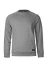 A grey sweatshirt with a classic fit and a logo. Features raglan sleeves for added comfort.