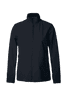 A women's jacket in navy blue, featuring a zip front and a high collar. It includes a logo on the design.
