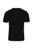 A black men's T-shirt with a simple design, featuring a logo on the back.