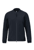 A women's hybrid jacket in navy, featuring a zip front and a logo on the interior label.
