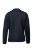 A dark navy hybrid jacket with a simple design and a branding logo on the back.
