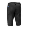 Black Bermuda shorts featuring multiple pockets and a branding logo on the back.