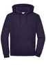 A navy oversized unisex sweat hoody featuring a front pocket and a drawstring hood. It includes a logo.