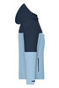 A ladies' 3-in-1 jacket featuring a navy blue and light blue colour scheme, with a hood and zip pockets.