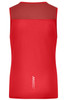 A red ladies running tank featuring a mesh back and a logo at the bottom. Lightweight and designed for active wear.