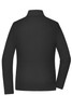 A black ladies' structured fleece jacket featuring a high collar and long sleeves. It has a small logo on the back.